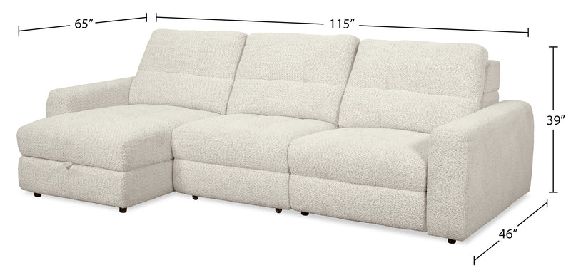 Sofa sectionnel modulaire à coulissement et inclinaison électriques de gauche Elevate de Scott Living 3 pièces en tissu de chenille - beige