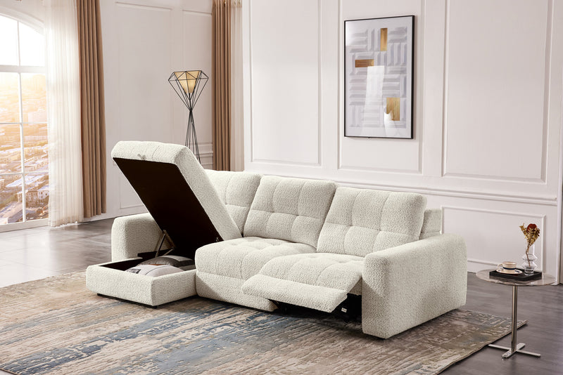 Sofa sectionnel modulaire à coulissement et inclinaison électriques de gauche Elevate de Scott Living 3 pièces en tissu de chenille - beige