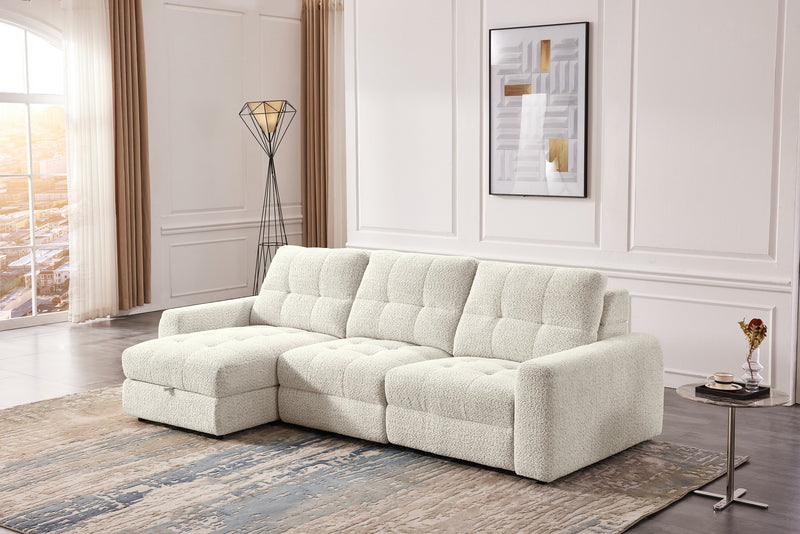 Sofa sectionnel modulaire à coulissement et inclinaison électriques de gauche Elevate de Scott Living 3 pièces en tissu de chenille - beige