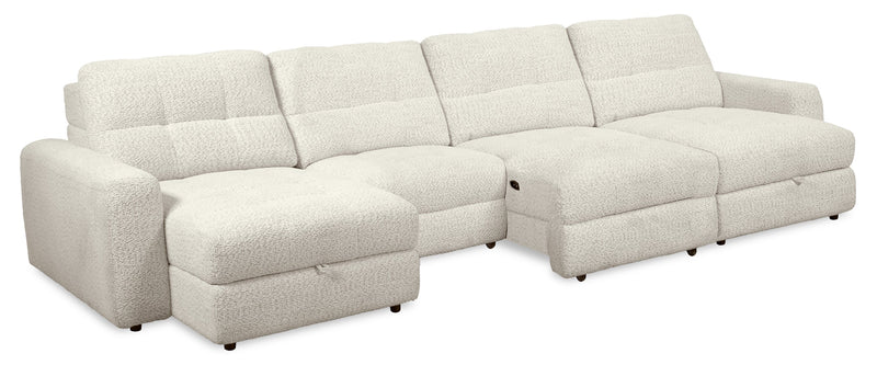 Sofa sectionnel modulaire à coulissement électrique Elevate de Scott Living 4 pièces en chenille avec 2 fauteuils longs de rangement - beige