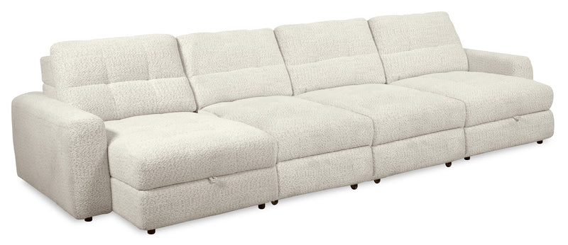 Sofa sectionnel modulaire à coulissement électrique Elevate de Scott Living 4 pièces en chenille avec 2 fauteuils longs de rangement - beige
