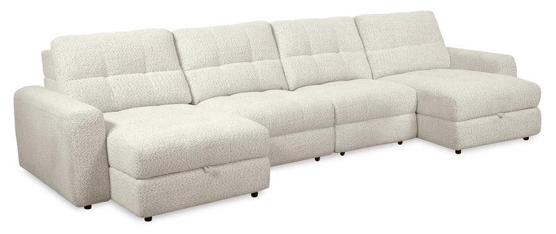 Sofa sectionnel modulaire à coulissement électrique Elevate de Scott Living 4 pièces en chenille avec 2 fauteuils longs de rangement - beige