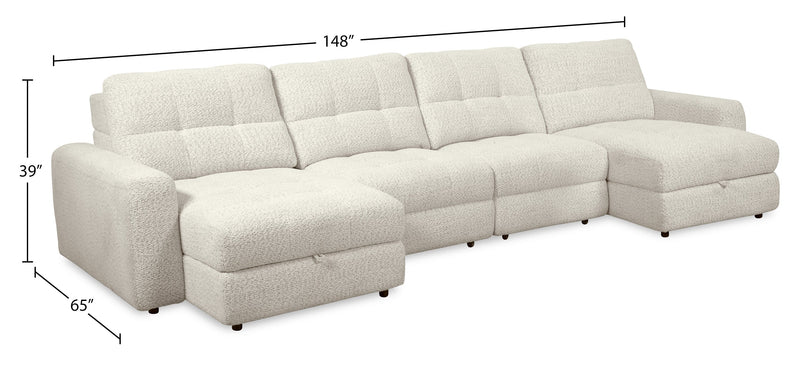Sofa sectionnel modulaire à coulissement électrique Elevate de Scott Living 4 pièces en chenille avec 2 fauteuils longs de rangement - beige