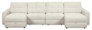 Sofa sectionnel modulaire à coulissement électrique Elevate de Scott Living 4 pièces en chenille avec 2 fauteuils longs de rangement - beige