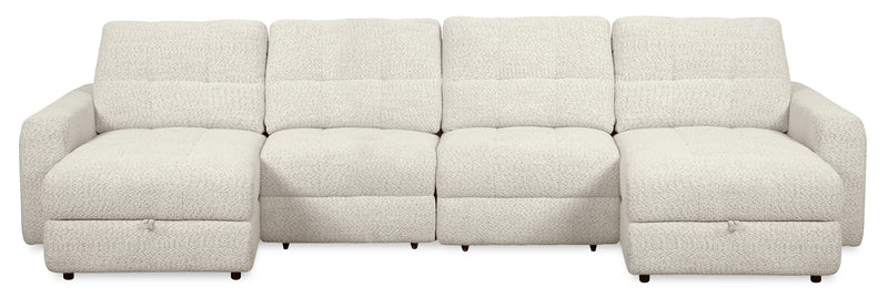 Sofa sectionnel modulaire à coulissement électrique Elevate de Scott Living 4 pièces en chenille avec 2 fauteuils longs de rangement - beige