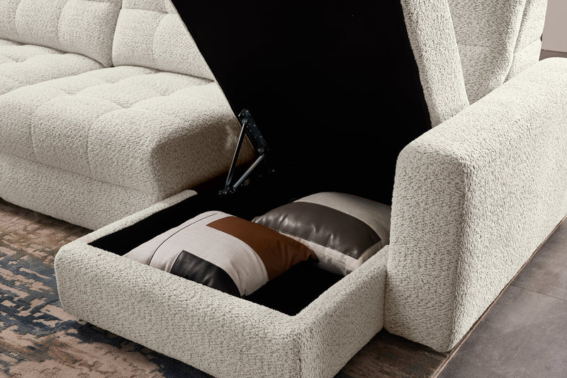 Sofa sectionnel modulaire à coulissement électrique Elevate de Scott Living 4 pièces en chenille avec 2 fauteuils longs de rangement - beige