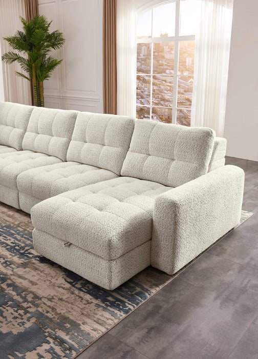 Sofa sectionnel modulaire à coulissement électrique Elevate de Scott Living 4 pièces en chenille avec 2 fauteuils longs de rangement - beige