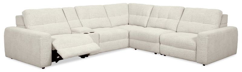 Sofa sectionnel modulaire à inclinaison électrique en forme de L Elevate de Scott Living 6 pièces avec console de rangement - beige