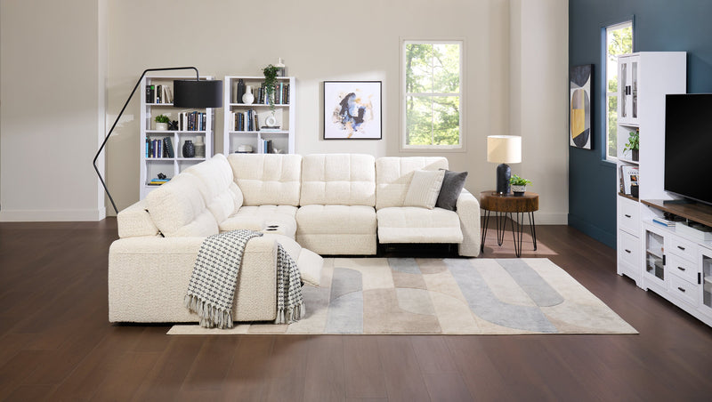 Sofa sectionnel modulaire à inclinaison électrique en forme de L Elevate de Scott Living 6 pièces avec console de rangement - beige