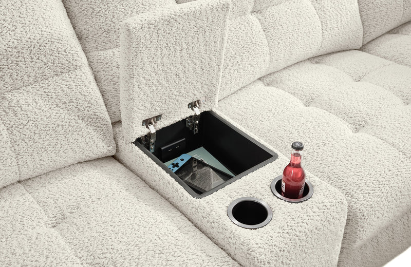 Sofa sectionnel modulaire à inclinaison électrique en forme de L Elevate de Scott Living 6 pièces avec console de rangement - beige