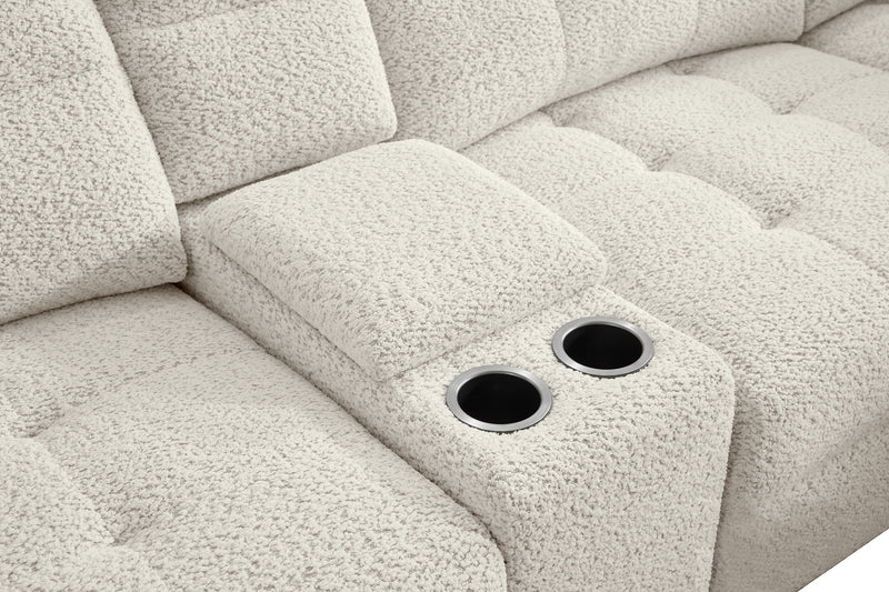 Sofa sectionnel modulaire à inclinaison électrique en forme de L Elevate de Scott Living 6 pièces avec console de rangement - beige