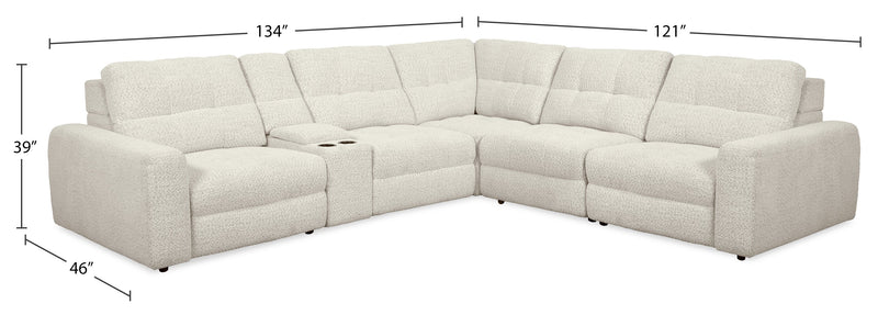 Sofa sectionnel modulaire à inclinaison électrique en forme de L Elevate de Scott Living 6 pièces avec console de rangement - beige