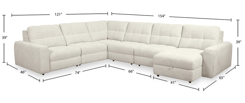 Sofa sectionnel modulaire à coulissement et inclinaison électriques de droite Elevate de Scott Living 6 pièces en tissu de chenille - beige