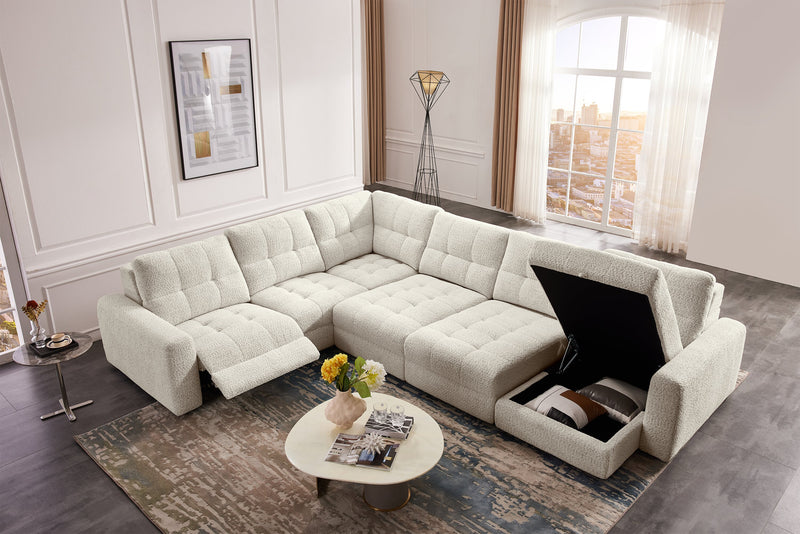 Sofa sectionnel modulaire à coulissement et inclinaison électriques de droite Elevate de Scott Living 6 pièces en tissu de chenille - beige
