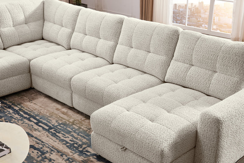 Sofa sectionnel modulaire à coulissement et inclinaison électriques de droite Elevate de Scott Living 6 pièces en tissu de chenille - beige