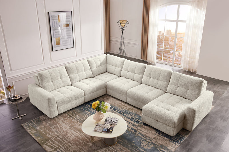 Sofa sectionnel modulaire à coulissement et inclinaison électriques de droite Elevate de Scott Living 6 pièces en tissu de chenille - beige