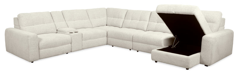 Sofa sectionnel modulaire à coulissement et inclinaison électriques de droite Elevate de Scott Living 7 pièces en tissu de chenille - beige