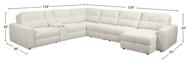 Sofa sectionnel modulaire à coulissement et inclinaison électriques de droite Elevate de Scott Living 7 pièces en tissu de chenille - beige