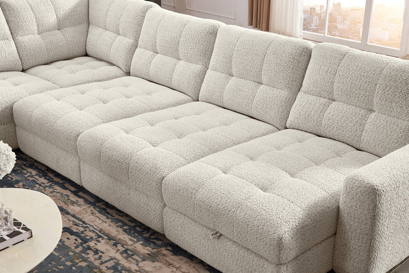 Sofa sectionnel modulaire à coulissement et inclinaison électriques de droite Elevate de Scott Living 7 pièces en tissu de chenille - beige