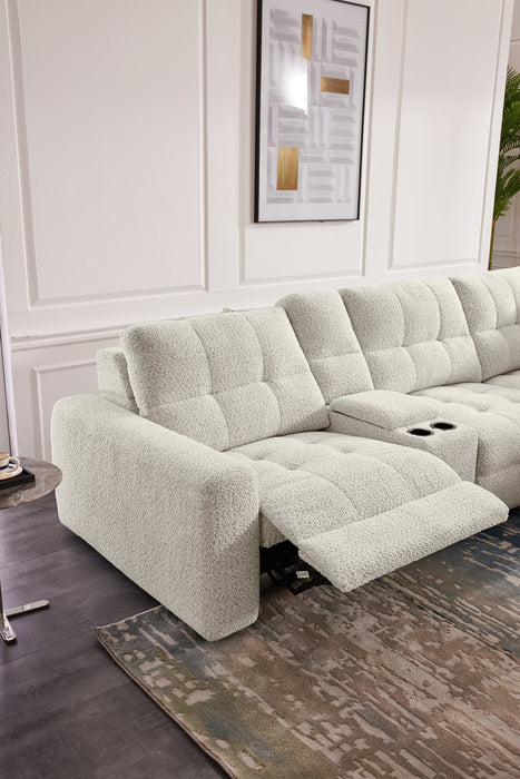 Sofa sectionnel modulaire à coulissement et inclinaison électriques de droite Elevate de Scott Living 7 pièces en tissu de chenille - beige