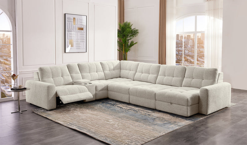 Sofa sectionnel modulaire à coulissement et inclinaison électriques de droite Elevate de Scott Living 7 pièces en tissu de chenille - beige