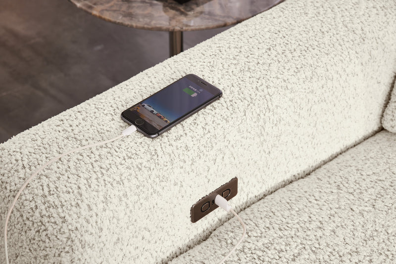 Causeuse modulaire Elevate de Scott Living de 82 po en tissu en chenille avec coulissement électrique - beige