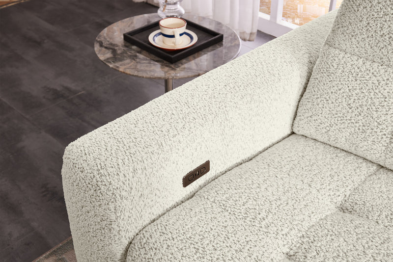Causeuse modulaire Elevate de Scott Living de 82 po en tissu en chenille avec coulissement électrique - beige