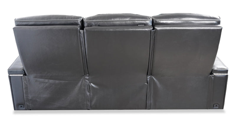 Sofa de massage à inclinaison électrique Elite de 86 po en cuir véritable avec son immersif et appuie-têtes électriques - noir