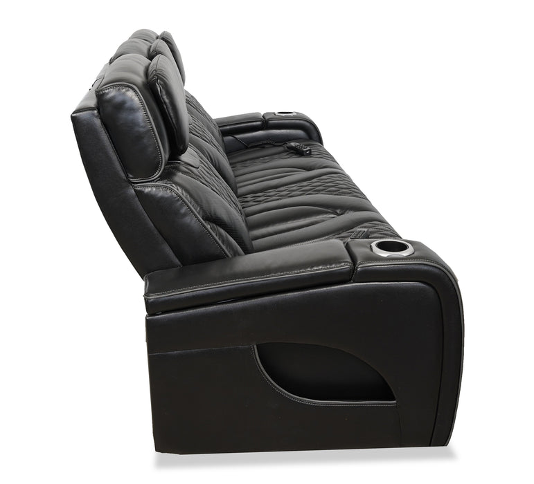 Sofa de massage à inclinaison électrique Elite de 86 po en cuir véritable avec son immersif et appuie-têtes électriques - noir