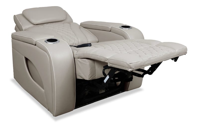 Fauteuil de massage à inclinaison électrique Elite de 38 po en cuir véritable avec son immersif et appuie-tête électrique - mastic