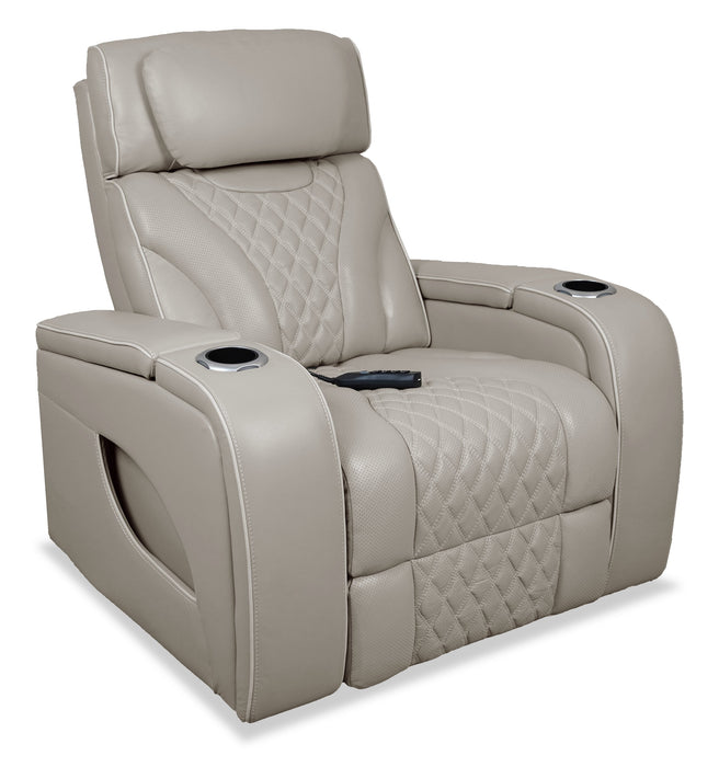 Fauteuil de massage à inclinaison électrique Elite de 38 po en cuir véritable avec son immersif et appuie-tête électrique - mastic