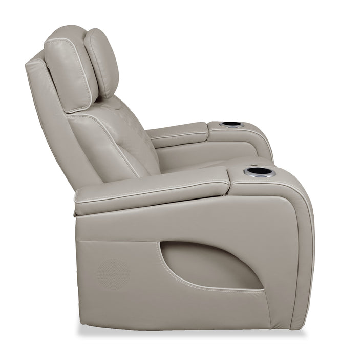Fauteuil de massage à inclinaison électrique Elite de 38 po en cuir véritable avec son immersif et appuie-tête électrique - mastic
