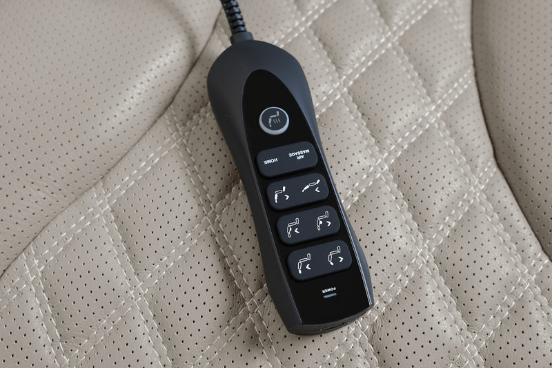 Causeuse de massage à inclinaison électrique Elite de 74 po en cuir véritable avec son immersif et appuie-têtes électriques - mastic