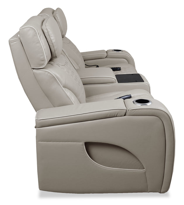 Causeuse de massage à inclinaison électrique Elite de 74 po en cuir véritable avec son immersif et appuie-têtes électriques - mastic