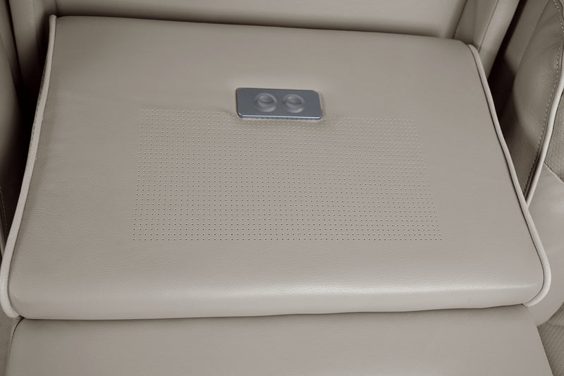 Sofa de massage à inclinaison électrique Elite de 86 po en cuir véritable avec son immersif et appuie-têtes électriques - mastic