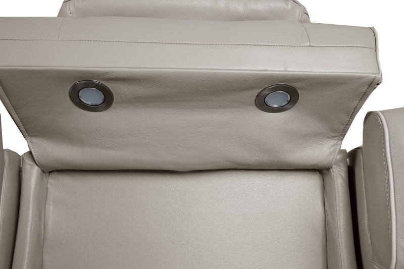 Sofa de massage à inclinaison électrique Elite de 86 po en cuir véritable avec son immersif et appuie-têtes électriques - mastic
