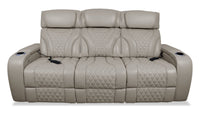 Sofa de massage à inclinaison électrique Elite de 86 po en cuir véritable avec son immersif et appuie-têtes électriques - mastic