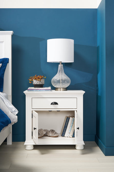 Table de nuit Ella de 28 po (L) x 27 po (H) à 1 tiroir avec armoire - blanche