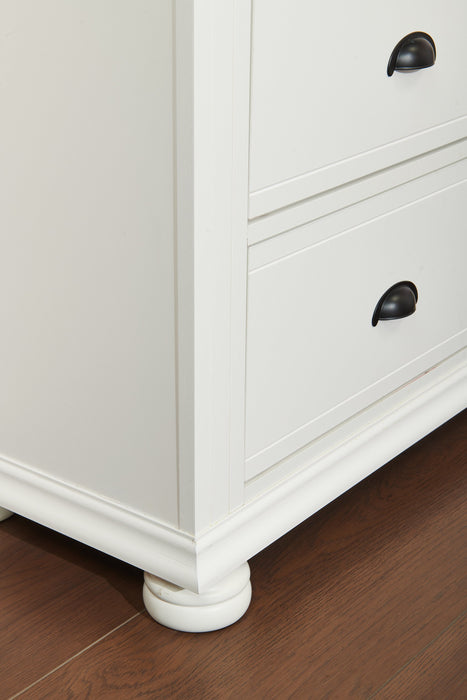 Commode verticale de chambre à coucher Ella de 36 po (L) x 53 po (H) à 5 tiroirs - blanche