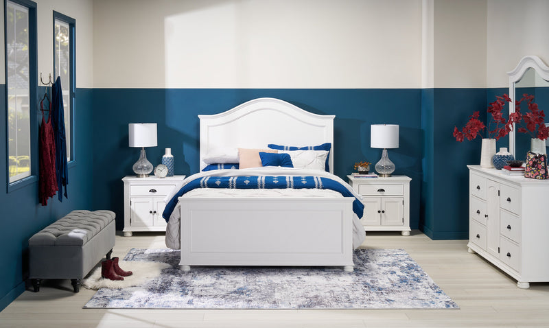 Commode de chambre à coucher Ella de 63 po (L) x 36 po (H) à 6 tiroirs avec armoire - blanche