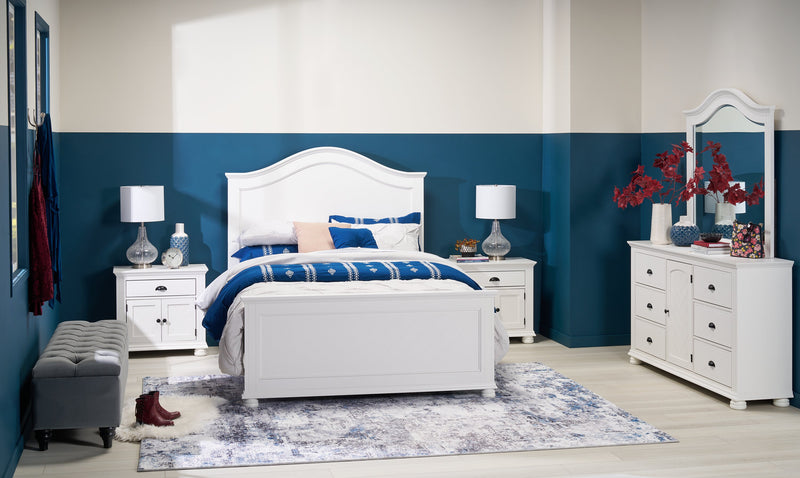 Commode de chambre à coucher Ella de 63 po (L) x 36 po (H) à 6 tiroirs avec armoire - blanche