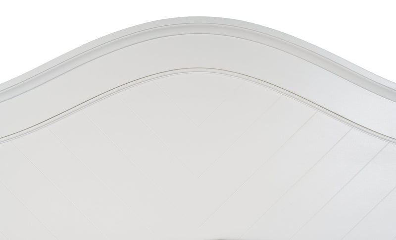 Lit à panneaux Ella blanc avec tête de lit, cadre et motif de chevrons - format grand lit