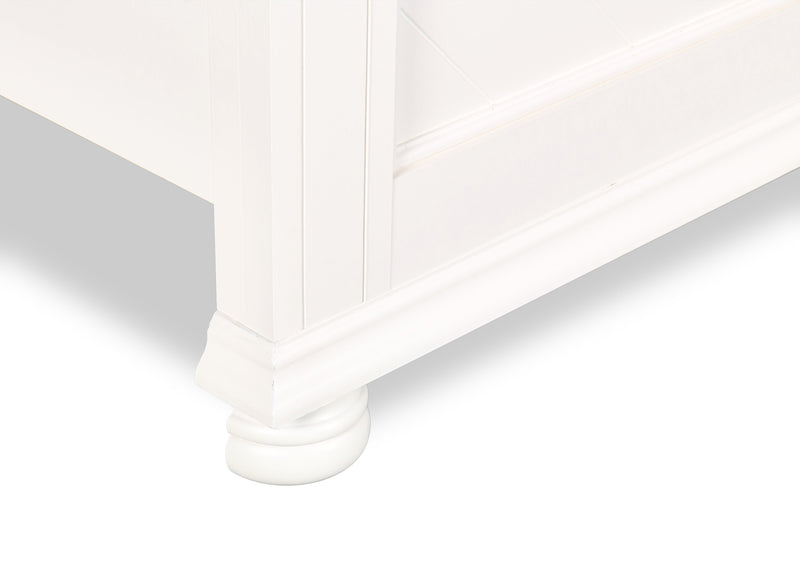 Lit à panneaux Ella blanc pour enfants avec tête de lit, cadre et motif de chevrons - format lit simple