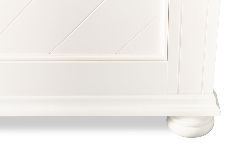 Lit à panneaux Ella blanc pour enfants avec tête de lit, cadre et motif de chevrons - format lit simple