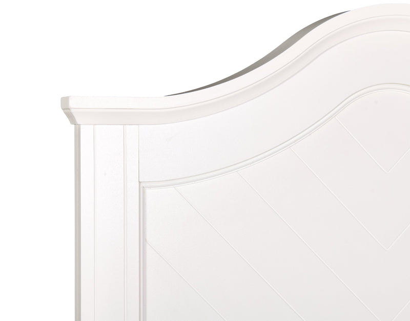 Lit à panneaux Ella blanc pour enfants avec tête de lit, cadre et motif de chevrons - format lit simple