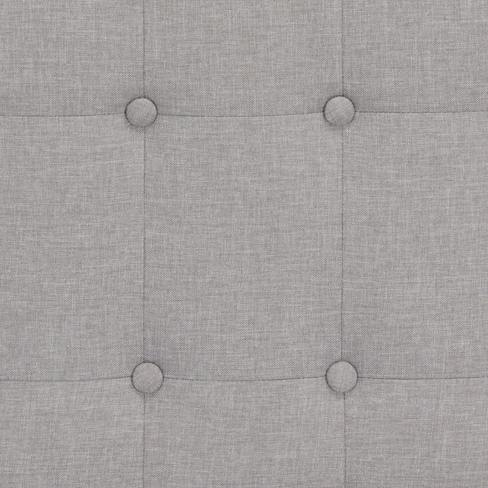 Tête de lit rembourrée Ellis en tissu gris avec capitonnage à boutons - format grand lit