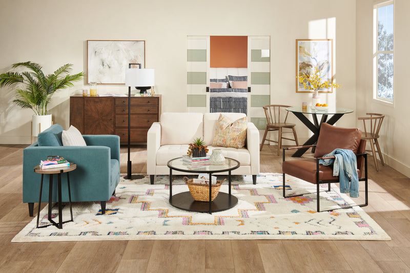 Carpette à poil long Ellis multicolore à motif géométrique - 7 pi 11 po x 10 pi 10 po