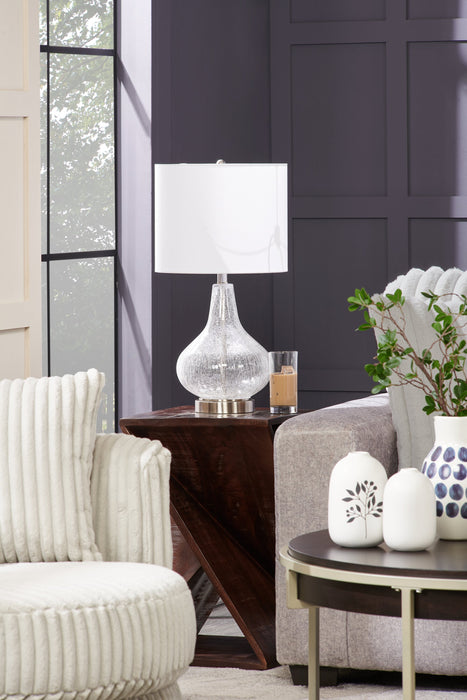 Lampe de table Elsie de Kort & Co. de 25 po en verre transparent avec port USB-C