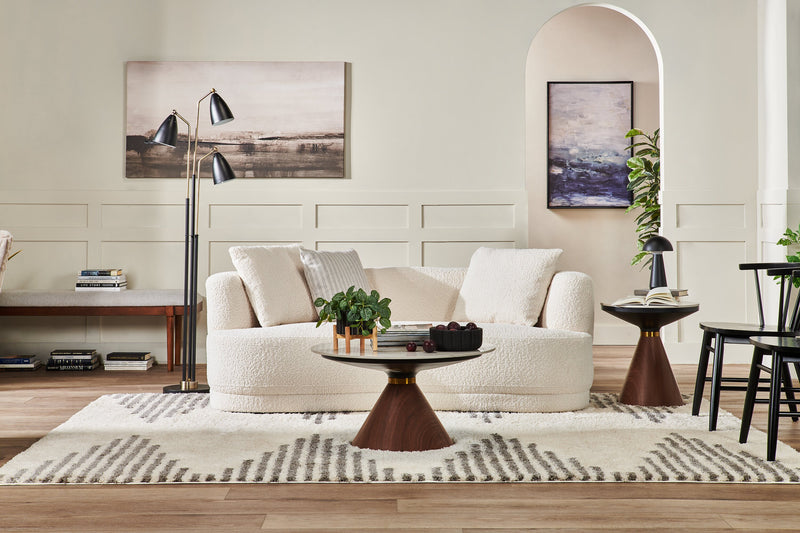 Banc de salle à manger Ember de 59 po (L) en tissu de polyester - gris et brun