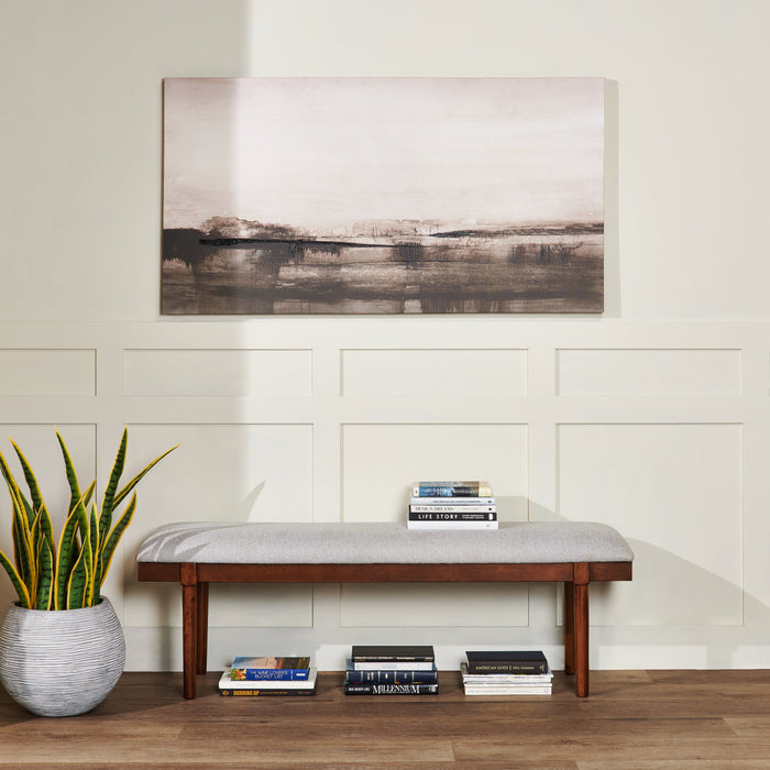 Banc de salle à manger Ember de 59 po (L) en tissu de polyester - gris et brun